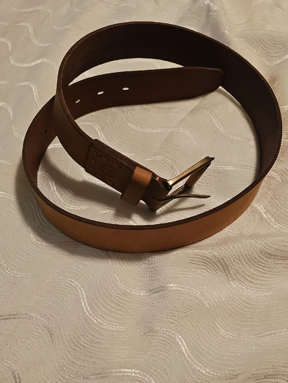 Timberland Brown Leather Belt with Brushed Metal Buckle